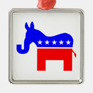 UNABHÄNGIG & BIPARTISAN - Donkey/Elephant Hybrid Silbernes Ornament