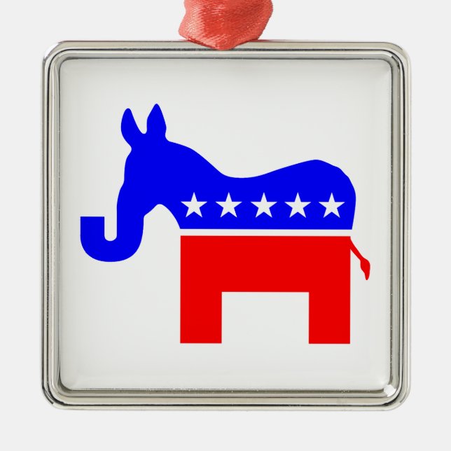 UNABHÄNGIG & BIPARTISAN - Donkey/Elephant Hybrid Silbernes Ornament (Vorne)