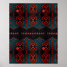 Unabhängig: Dunkelgrün und Orangefarbenes Fraktal Poster