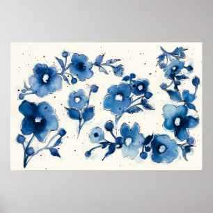 Unabhängige blaue Blüten Poster