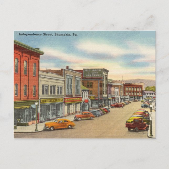 unabhängige Straße, Shamokin, Pennsylvania Postkarte (Vorderseite)