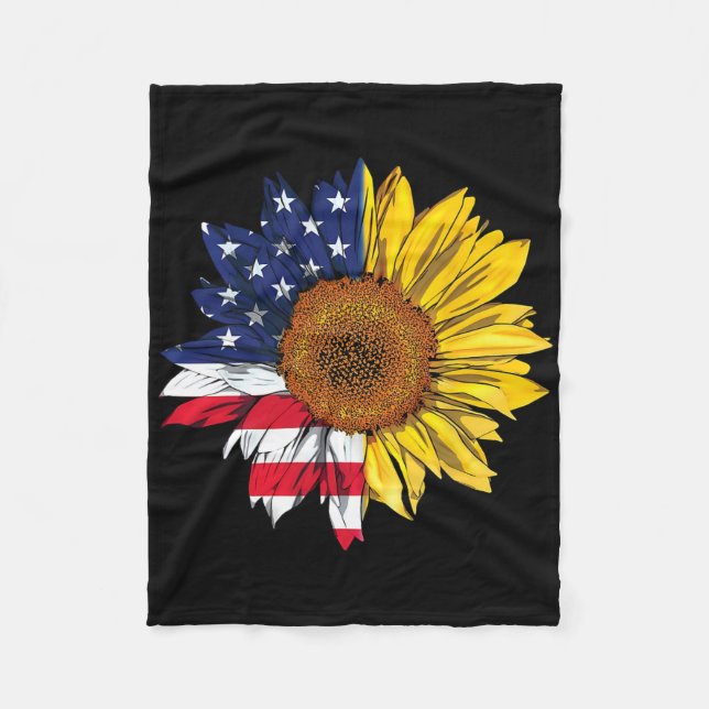 Unabhängigkeit der amerikanischen Flagge Sonnenblu Fleecedecke (Vorderseite)