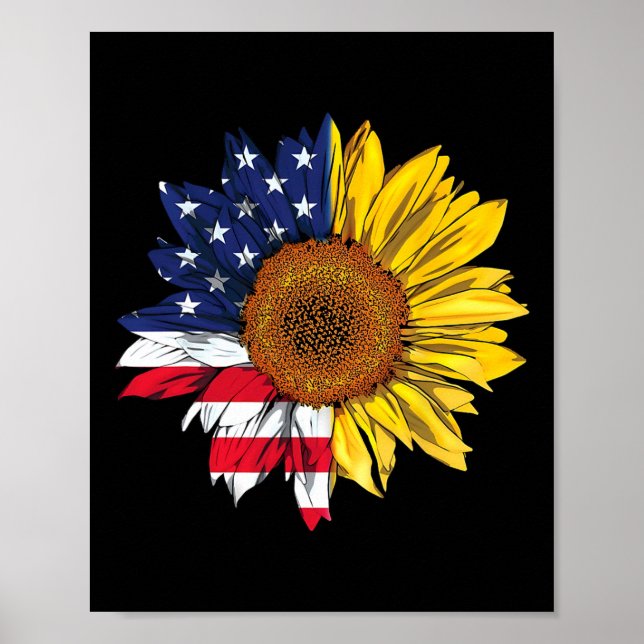 Unabhängigkeit der amerikanischen Flagge Sonnenblu Poster (Vorne)