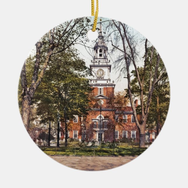 Unabhängigkeit Hall Vintages Philly Pensylvania Keramik Ornament (Vorne)