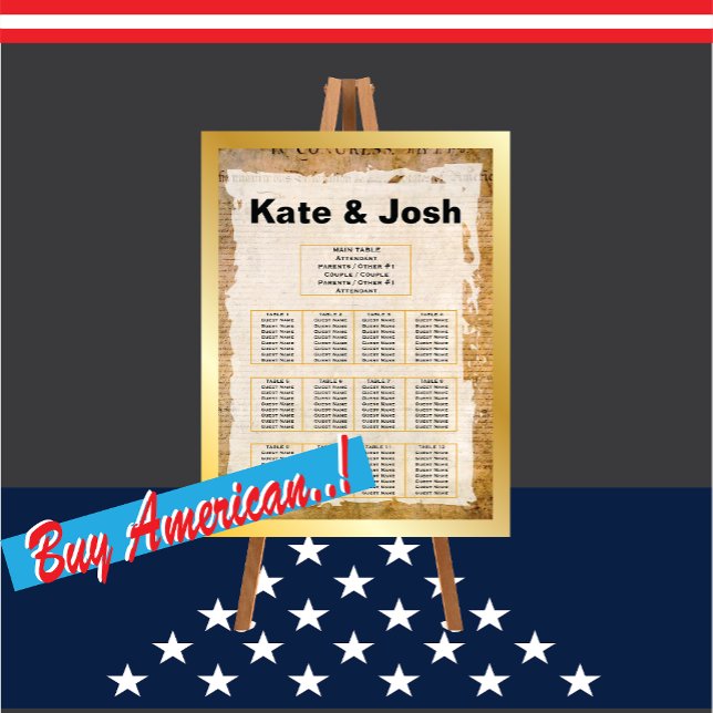Unabhängigkeitserklärung 📜 1776 Sitzplan Poster (Celebrate America's legacy with this iconic historical Wedding seating chart .)
