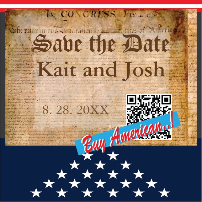 Unabhängigkeitserklärung 📜 1776 Vintag Einladung (Honor American history with this stunning Declaration of Independence Wedding save the date!)