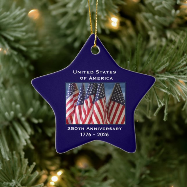 Unabhängigkeitserklärung 250 Jahre USA Keramik Ornament (Baum)