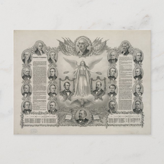 Unabhängigkeitserklärung der USA durch Kurz & Alli Postkarte (Vorderseite)