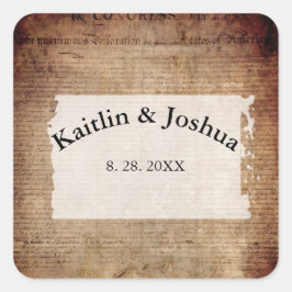 Unabhängigkeitserklärung 📜 Historisches Jahr 1776 Quadratischer Aufkleber