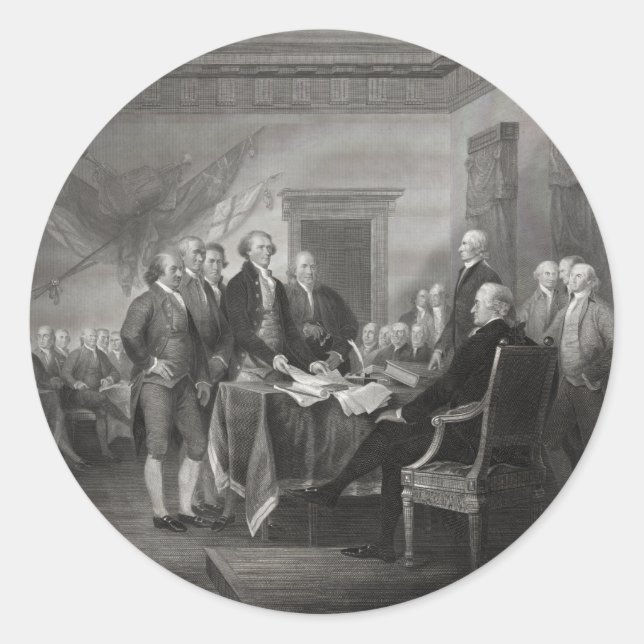 Unabhängigkeitserklärung Runder Aufkleber (Vorderseite)