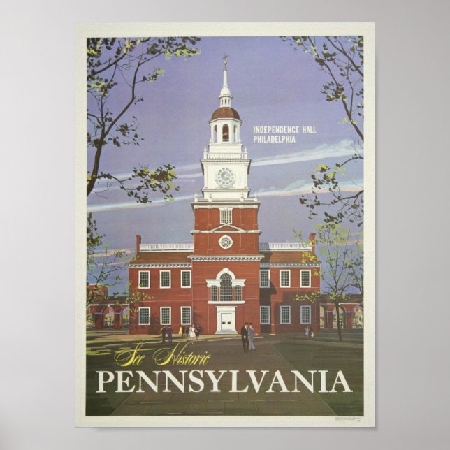 Unabhängigkeitssaal Pennsylvania Vintage Art Poster (Vorne)