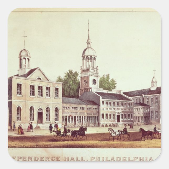Unabhängigkeitssaal, Philadelphia Quadratischer Aufkleber (Vorderseite)