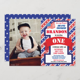 Unabhängigkeitstag 1. Geburtstag Junge Foto Einladung