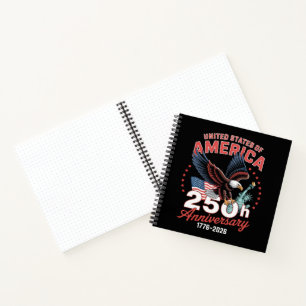 Unabhängigkeitstag 250. Jahrestag USA Patriotisch  Notizbuch