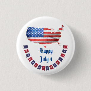 Unabhängigkeitstag 4. Juli Amerikanische Flagge La Button