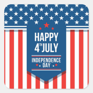 Unabhängigkeitstag 4. Juli Klassischer Rundaufkle Quadratischer Aufkleber