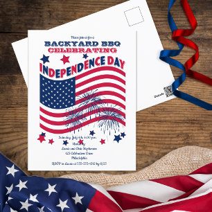 Unabhängigkeitstag 4. Juli Party - Wave Flag Invi Postkarte