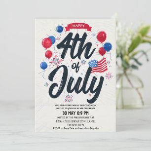 Unabhängigkeitstag 4. Juli Patriotisch Einladung