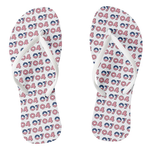 Unabhängigkeitstag 4. Juli US Flagge USA Flip Flops (Fußbett)