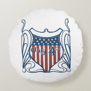 Unabhängigkeitstag 4. Juli Vintager Schild mit Ste Rundes Kissen
