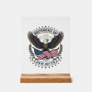 Unabhängigkeitstag Adler Flagge Vintage-Shirt Desi Acrylschild