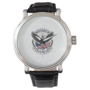 Unabhängigkeitstag Adler Flagge Vintage-Shirt Desi Armbanduhr