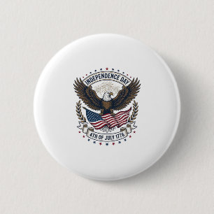 Unabhängigkeitstag Adler Flagge Vintage-Shirt Desi Button