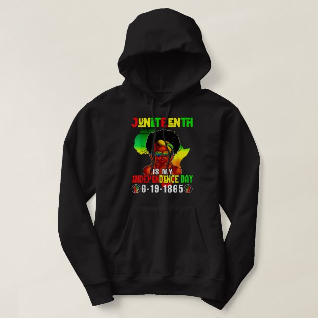 Unabhängigkeitstag Afro Melanin Natural Hair Junet Hoodie (Design vorne)