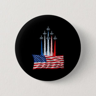 Unabhängigkeitstag amerikanische Flagge Düsenflugz Button