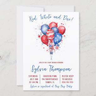 Unabhängigkeitstag, Balloons, Babydusche Einladung