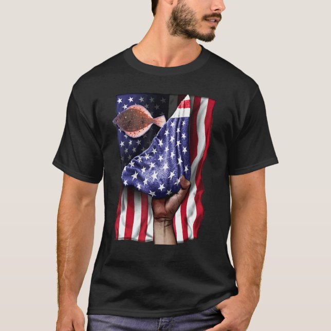 Unabhängigkeitstag der USA Flag Flounder T-Shirt (Vorderseite)