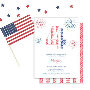 Unabhängigkeitstag Feuerwerk 4. Geburtstag Party Einladung