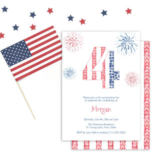Unabhängigkeitstag Feuerwerk 4. Geburtstag Party Einladung