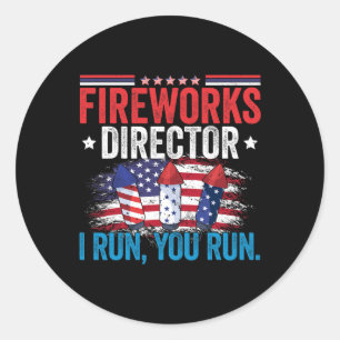 Unabhängigkeitstag Feuerwerk Direktor Ich führe Si Runder Aufkleber