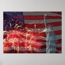 Unabhängigkeitstag Feuerwerk und Freiheitsstatue