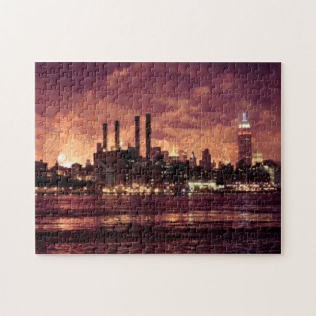 Unabhängigkeitstag-Feuerwerke hinter Manhattan Puzzle (Horizontal)