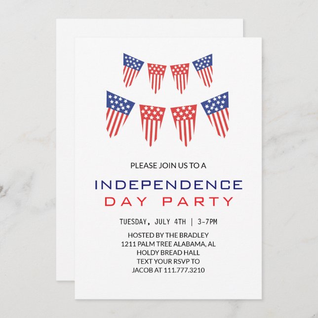 Unabhängigkeitstag für Rote Amerikanische Unabhäng Einladung (Vorne/Hinten)