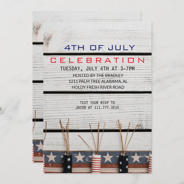 Unabhängigkeitstag für rustikalen Amerikanische Un Einladung (Vorne/Hinten)