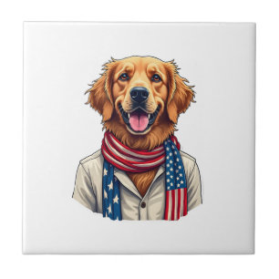 Unabhängigkeitstag Golden Retriever Vintage-Shirt  Fliese