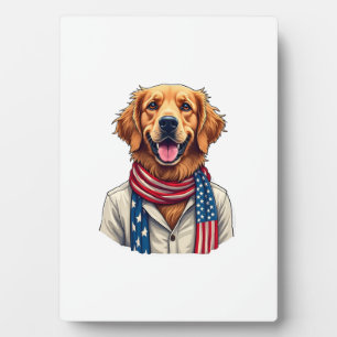 Unabhängigkeitstag Golden Retriever Vintage-Shirt  Fotoplatte