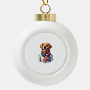 Unabhängigkeitstag Golden Retriever Vintage-Shirt Keramik Kugel-Ornament