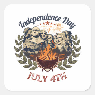 Unabhängigkeitstag Mount Rushmore 4. Juli Quadratischer Aufkleber