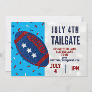 Unabhängigkeitstag Tailgate 4. Juli Glitzer Einladung