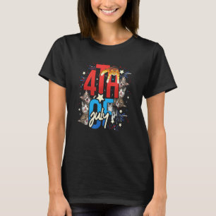 Unabhängigkeitstag US-Flagge Kat 4. Juli Feuerwerk T-Shirt