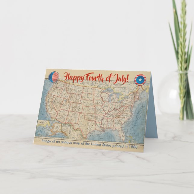 Unabhängigkeitstag-Vintage Karte von Staat-Karte (Vorderseite)