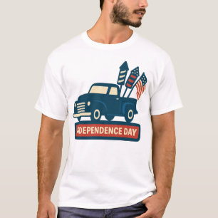 Unabhängigkeitstag Vintager LKW USA Flaggengestalt T-Shirt