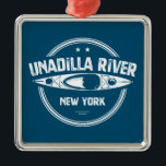 Unadilla River New York Kayak Ornament Aus Metall<br><div class="desc">Der Unadilla ist ein 120 km langer Fluss im zentralen New Yorker Staat. Der Fluss beginnt nordöstlich des Dorfes Millers Mills und fließt im Allgemeinen südlich zum Dorf Sidney,  wo er sich mit dem Susquehanna-Fluss,  der in die Chesapeake-Bucht fließt,  zusammenfügt</div>
