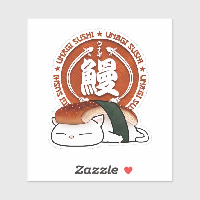 Unagi Eel Sushi Cat Aufkleber (Blatt)