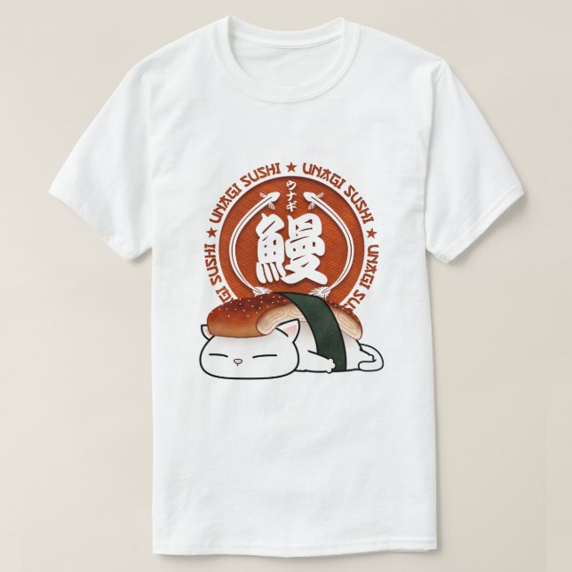 Unagi Eel Sushi Cat T-Shirt (Design vorne)