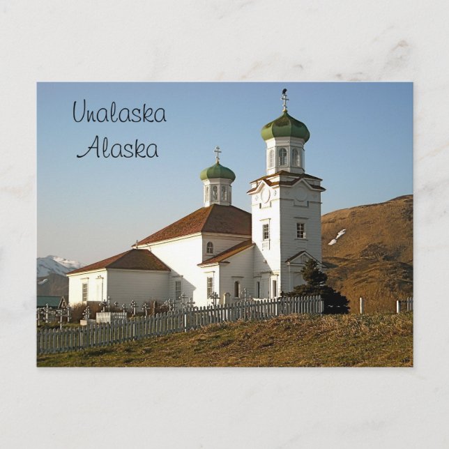 Unalaska Russische Kirche Postkarte (Vorderseite)